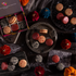 Halloween French macaron gift box featuring candy apple, popping candy and toasted marshmallow