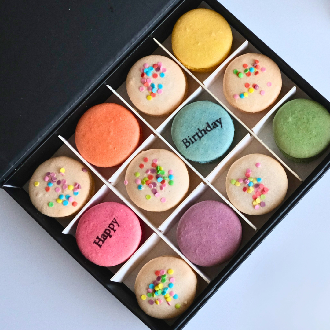 Birthday in a Box - Gift Birthday Cake Macarons – Mademoiselle Macaron
