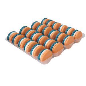 Blue and Orange Macarons in a Tray