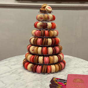 branded french macaron tower with your logo, buy macarons online with mademoiselle macaron