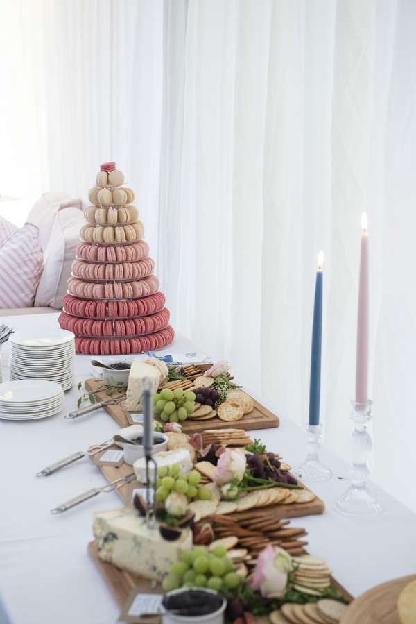 pink and white ombre macaron tower 