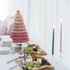 pink and white ombre macaron tower 