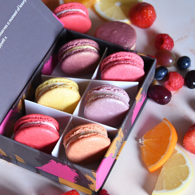 pink macaron fruity gift box