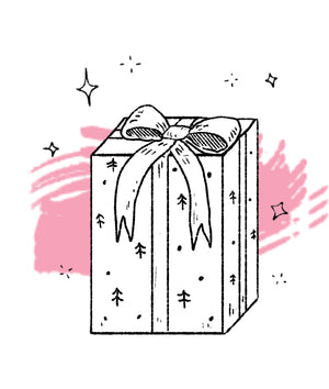 hand drawn illustration of gift with bow