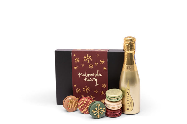 Branded Prosecco Gift Box - branded macaron box with mini Bottega Gold Prosecco