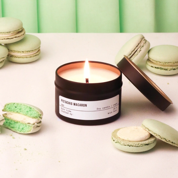 Pistachio Macaron Tin Candle