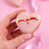 Love heart shaped French macaron close up 