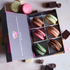 Chocolate Lovers Macaron Gift Box with 6 handmade flavours including praline, chocolate caramel and chocolate strawberry