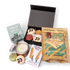 Medium Branded Hot Chocolate Hamper - branded macaron box with hot chocolate, shortbread fingers, cheese sables and candle