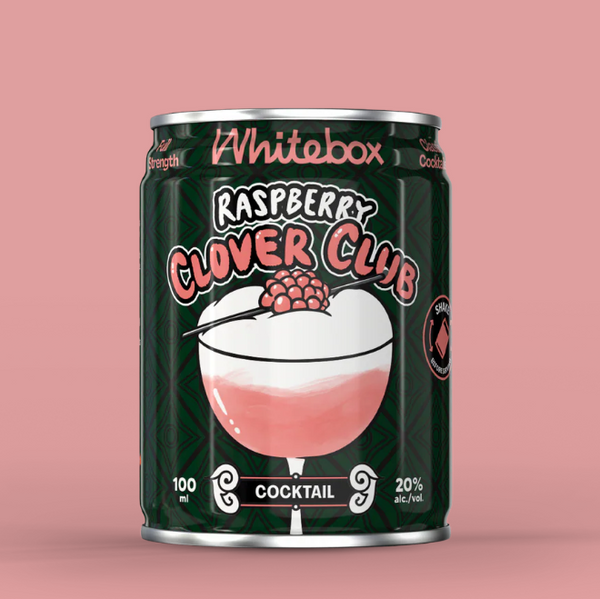 A 100ml can of Whitebox Raspberry Clover Club cocktail - part of the Sleepover Macaron Gift Set.